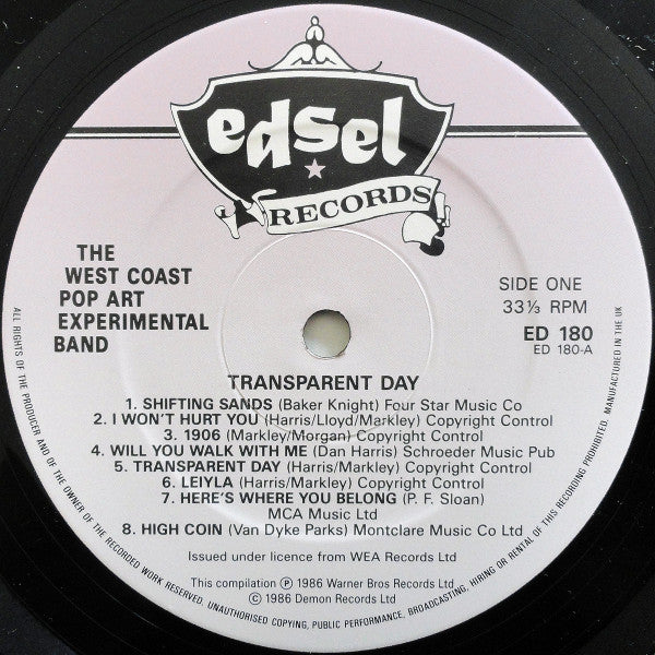 The West Coast Pop Art Experimental Band : Transparent Day (LP, Comp)