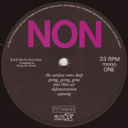 NON : Physical Evidence (LP, Album, Mono)