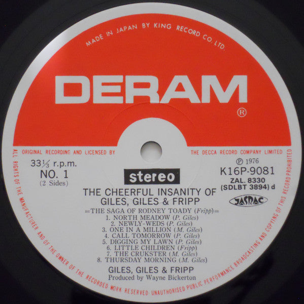 Giles, Giles And Fripp : The Cheerful Insanity Of Giles, Giles & Fripp (LP, Album, RE)