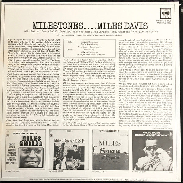 Miles Davis : Milestones (LP, Album, RE)