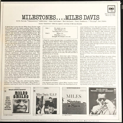 Miles Davis : Milestones (LP, Album, RE)