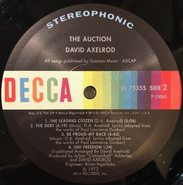 David Axelrod : The Auction (LP, Album, RE, Gat)