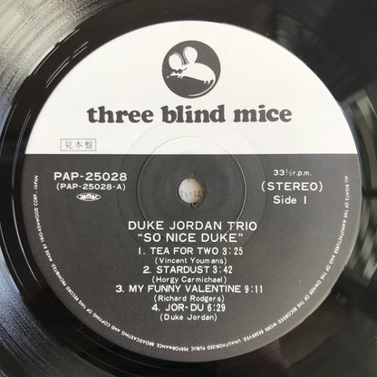 Duke Jordan Trio : So Nice Duke (LP, Album, Promo)