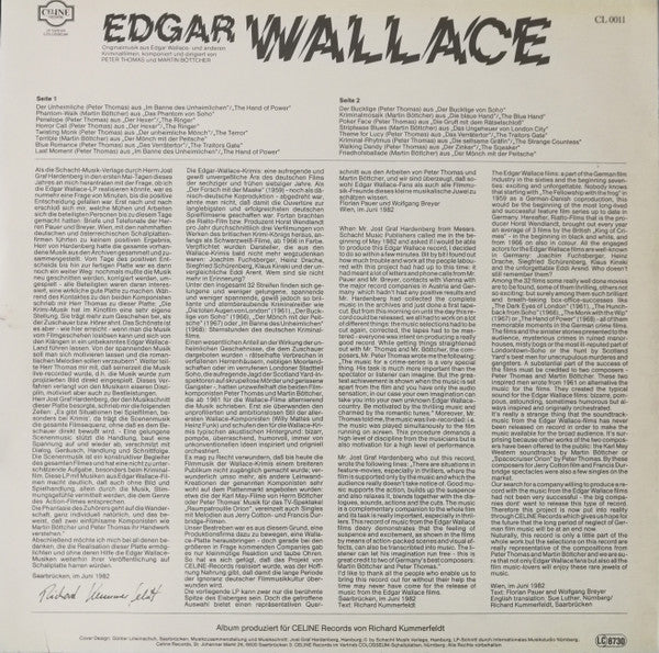 Peter Thomas und Martin Böttcher : Edgar Wallace (Original Filmmusik) (LP, Album, Comp)