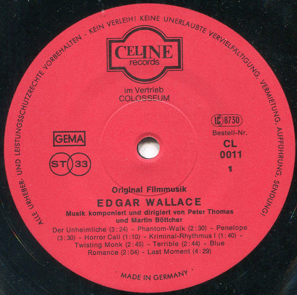 Peter Thomas und Martin Böttcher : Edgar Wallace (Original Filmmusik) (LP, Album, Comp)