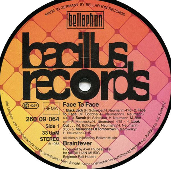 Brainfever : Face To Face (LP, Album)