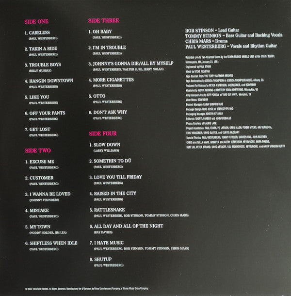 The Replacements : Unsuitable For Airplay - The Lost KFAI Concert (2xLP, Album, RSD, Ltd)