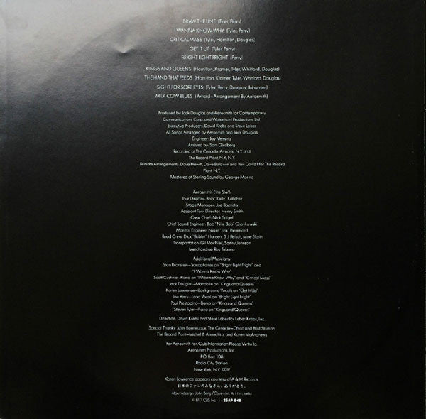 Aerosmith : Draw The Line (LP, Album)