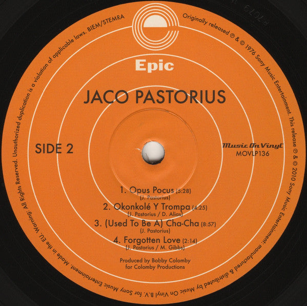 Jaco Pastorius : Jaco Pastorius (LP, Album, RE, 180)