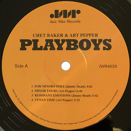 Chet Baker & Art Pepper : Playboys (LP, Album, Mono, Ltd, RE, RM, 180)