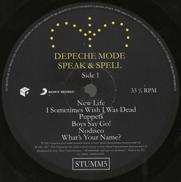 Depeche Mode : Speak & Spell (LP, Album, RE, RM, Gat)