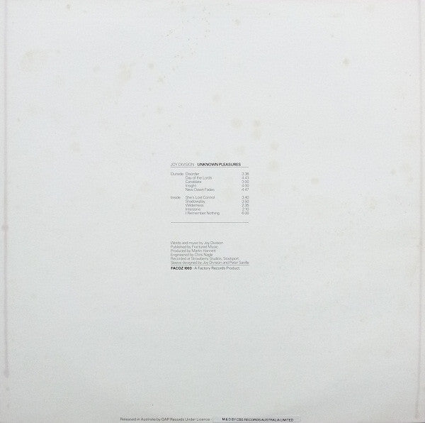 Joy Division : Unknown Pleasures (LP, Album)