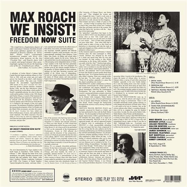 Max Roach : We Insist! Max Roach's Freedom Now Suite (LP, Album, RE, DMM)
