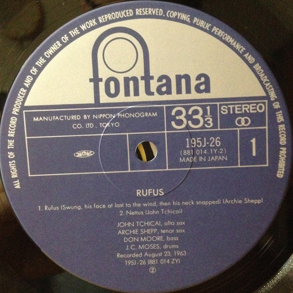John Tchicai - Archie Shepp : Rufus (LP, Album, RE)