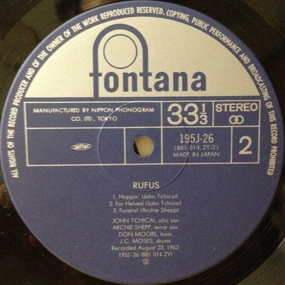 John Tchicai - Archie Shepp : Rufus (LP, Album, RE)