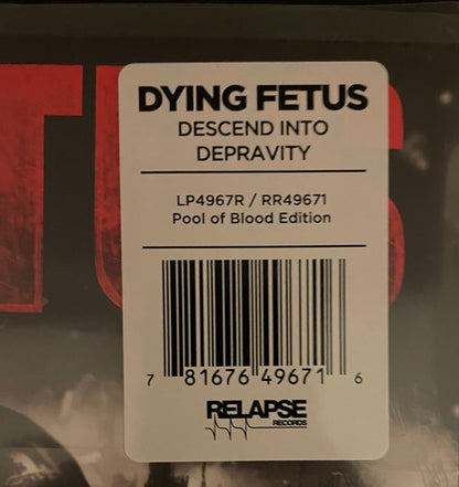 Dying Fetus : Descend Into Depravity (LP, Album, RE, Red)