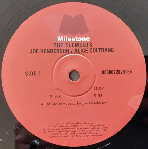 Joe Henderson Featuring Alice Coltrane : The Elements (LP, Album, RE, 180)