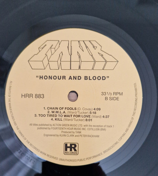 Tank (6) : Honour & Blood (LP, Album, Ltd, RE, RM)