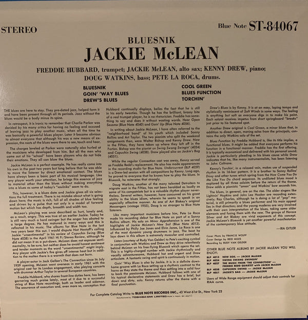 Jackie McLean : Bluesnik (LP, Album, Ltd, RE)