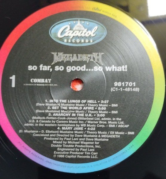 Megadeth : So Far, So Good... So What! (LP, Album, RE)