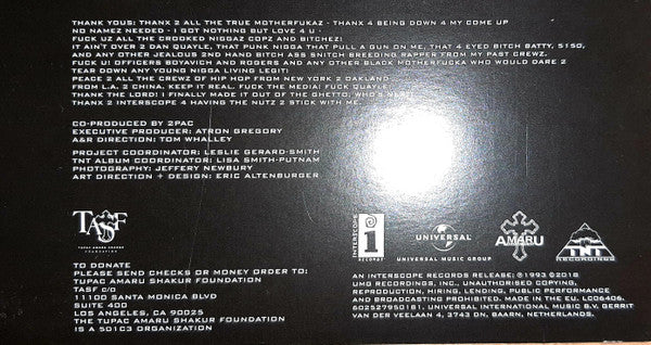 2Pac : Strictly 4 My N.I.G.G.A.Z... (2xLP, Album, RE, 25t)