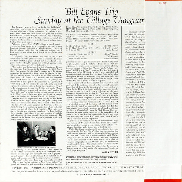 Bill Evans Trio* Featuring Scott La Faro* : Sunday At The Village Vanguard (LP, Album, RE)