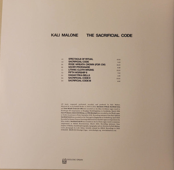 Kali Malone : The Sacrificial Code (2xLP, Album, RE)