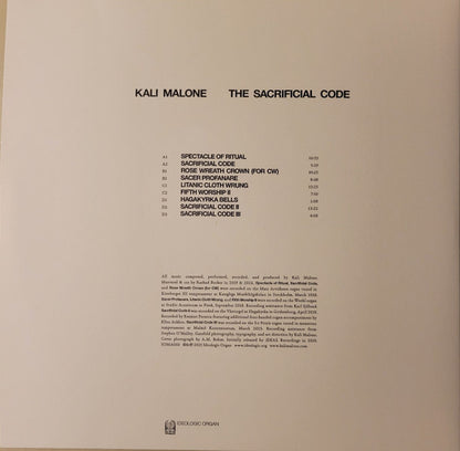 Kali Malone : The Sacrificial Code (2xLP, Album, RE)