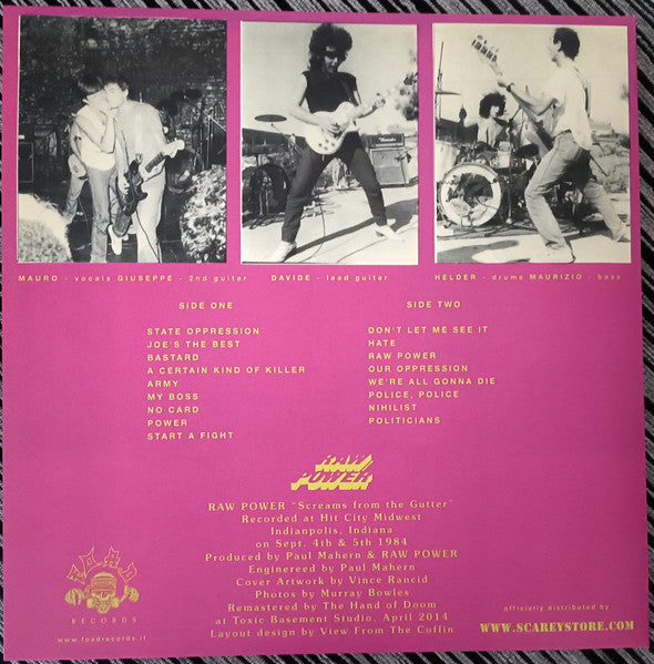 Raw Power (2) : Screams From The Gutter (LP, Album, Ltd, RE, RP, Bla)