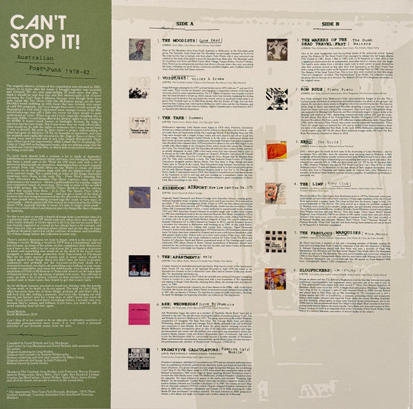 Various : Can't Stop It! Australian Post-Punk 1978-82 (2xLP, Comp, Dlx, Ltd, RE, Gre)