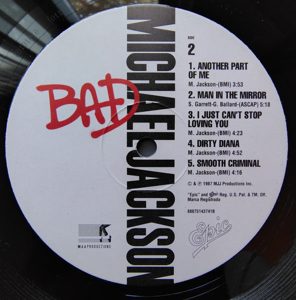 Michael Jackson : Bad (LP, Album, RE, Gat)