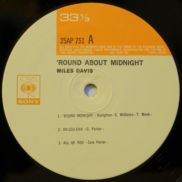 Miles Davis : 'Round About Midnight (LP, Album, Mono, RE)