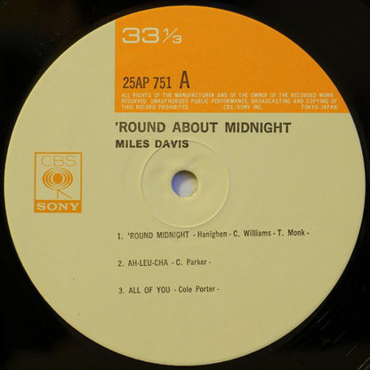 Miles Davis : 'Round About Midnight (LP, Album, Mono, RE)