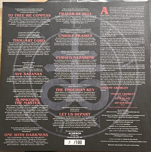 Acheron : Rites Of The Black Mass (LP, Ltd, Num, Pic, RE)