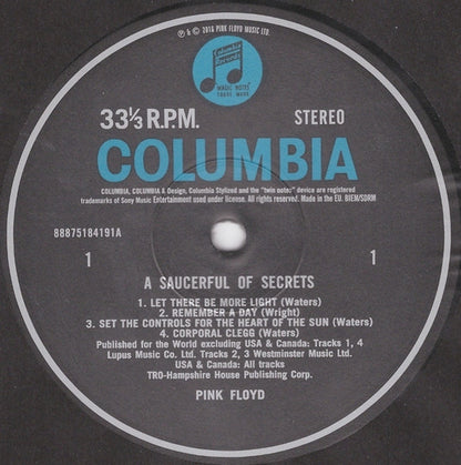 Pink Floyd : A Saucerful Of Secrets (LP, Album, RE, RM, 180)