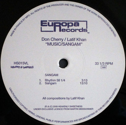 Don Cherry / Latif Khan* : Music / Sangam (LP, Album, RE, RM)