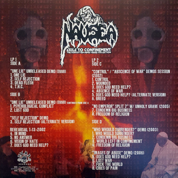 Nausea (3) : Exile To Confinement - The Forgotten Demo Years Collection (2xLP, Comp)