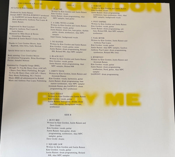 Kim Gordon : Play Me (LP, Album)