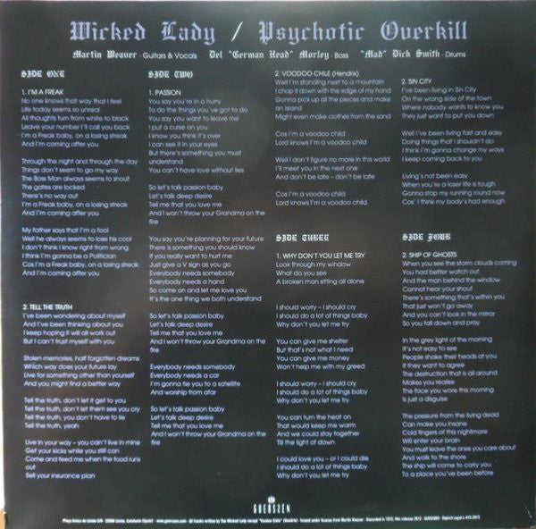 Wicked Lady* : Psychotic Overkill (2xLP, Album, RE)