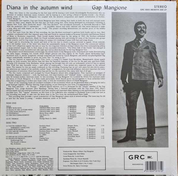 Gap Mangione : Diana In The Autumn Wind (LP, Album, Dlx, Ltd, RE, RM)