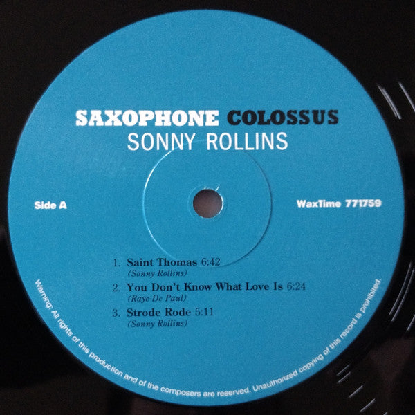 Sonny Rollins : Saxophone Colossus (LP, Album, Ltd, RE, RM, 180)