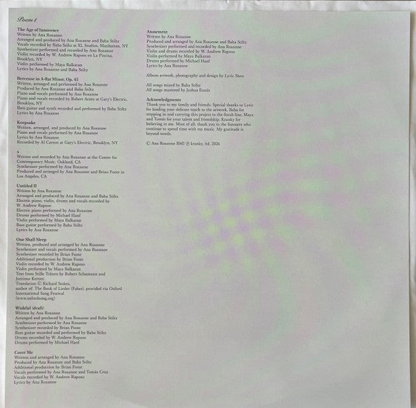 Ana Roxanne : Poem 1 (LP, Album)