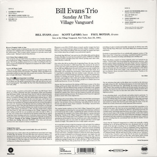 Bill Evans Trio* : Sunday At The Village Vanguard (LP, Album, Ltd, RE, RM, 180)