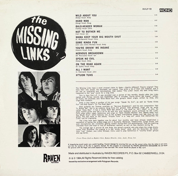 The Missing Links : The Missing Links (LP, Album, Mono, RE)