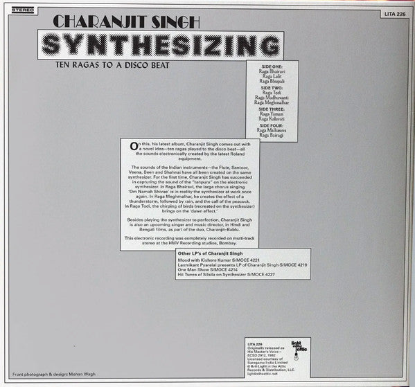 Charanjit Singh : Synthesizing - Ten Ragas To A Disco Beat (2xLP, Album, RE, RM, Gat)
