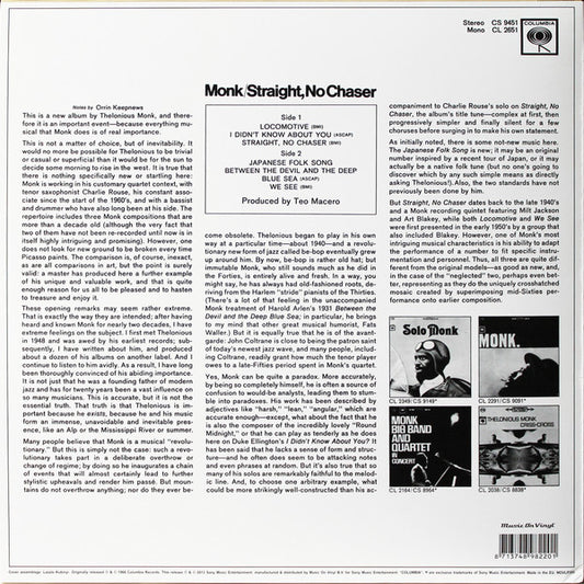 Thelonious Monk : Straight, No Chaser (LP, Album, RE, RM, 180)