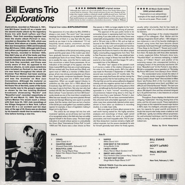 Bill Evans Trio* : Explorations (LP, Album, Ltd, RE, RM, 180)