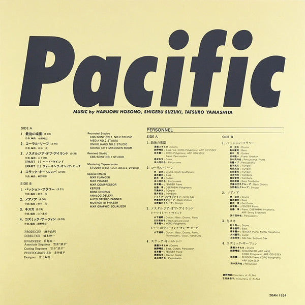 Haruomi Hosono, Shigeru Suzuki & Tatsuro Yamashita : Pacific (LP, Album, RE)
