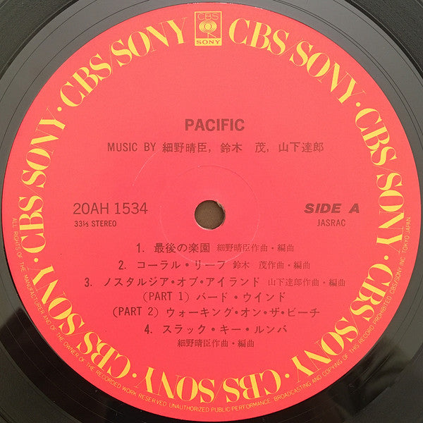 Haruomi Hosono, Shigeru Suzuki & Tatsuro Yamashita : Pacific (LP, Album, RE)