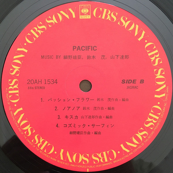 Haruomi Hosono, Shigeru Suzuki & Tatsuro Yamashita : Pacific (LP, Album, RE)